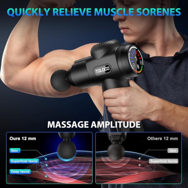 TOLOCO Massage Gun, Upgrade Percussion Muscle Massage Gun for Athletes, Handheld Deep Tissue Massager - Image 7