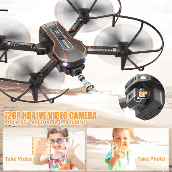 Q10 Mini Drone with Camera for Kids and Adults, 720P HD FPV Foldable Quadcopter with Gravity Sensor Mode, Headless Mode, 3D Flips, Voice and Gesture Control, Kids Gift Toys for Boys Girls,Black - Image 3