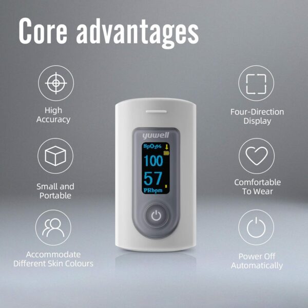 yuwell Pulse Oximeter Fingertip Blood Oxygen Saturation Monitor with Pulse Rate Display - Image 9