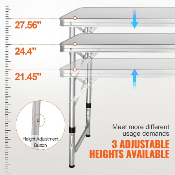 VEVOR Camping Kitchen Table, Aluminum Portable Folding Camp Cooking Station with Storage Organizer, 3 Adjustable Height, Quick Installation for Picnic BBQ Beach Traveling - Image 8