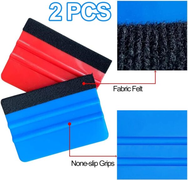 Felt Edge Squeegee Car Wrapping Tool, 2 Pcs Vinyl Wrap Tool, Car Window Tint Kit, Vinyl Application Tools, for All Vinyl Wrap, Window Tint Film, Wallpaper Installation, Stickers - Image 4