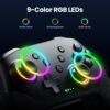 VOYEE Wireless Switch Controllers, Compatible with Switch Pro Controllers for Switch/Switch Lite/OLED/PC, One-Key Pairing Gamepad with 8-Color RGB LEDs 800mAh Battery 6-Axis Motion Wake Up Function - Image 3