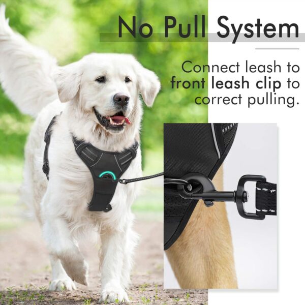 rabbitgoo Dog Harness Medium No Pull Pet Harness with 2 Leash Clips, Adjustable Soft Padded Pet Vest Harness, Reflective No-Choke with Easy Control Handle for Training or Walking, Black, M - Image 6