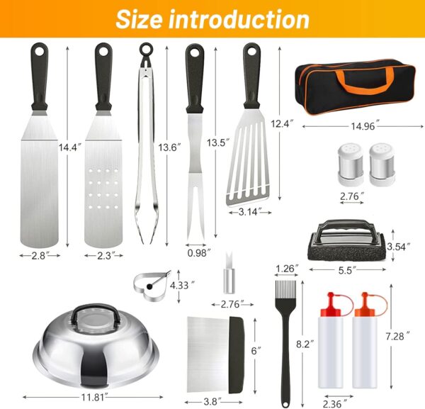 Bbq Tools Set 42pcs Griddle Accessories Kit, Stainless Steel Bbq Accessories Complete Bbq Set Gift, Barbecue Accessories Professional Griddle Spatula Set, Bbq Gifts For Men Women - Image 3