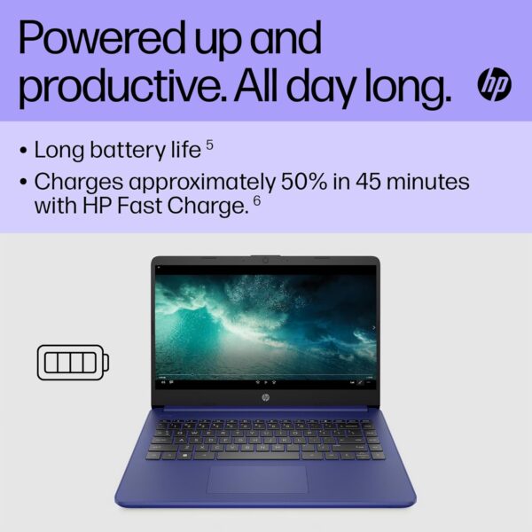 HP Laptop PC 14s-dq0033sa | Intel Celeron N4120 Processor | 4GB RAM | 128GB SSD | 14 inch HD 16:9 display | Windows 11 Home in S Mode | Indigo Blue | Microsoft 365 Personal 12 months included - Image 6