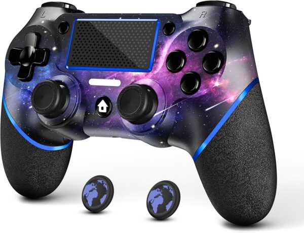 AceGamer[Upgraded Version] Wireless Controller for PS4 Game Compatible with PS4/Pro/PC with Motion Motors and Audio Function,Mini LED Indicator,USB Cable,Anti-Slip (Starry Sky) - Image 2