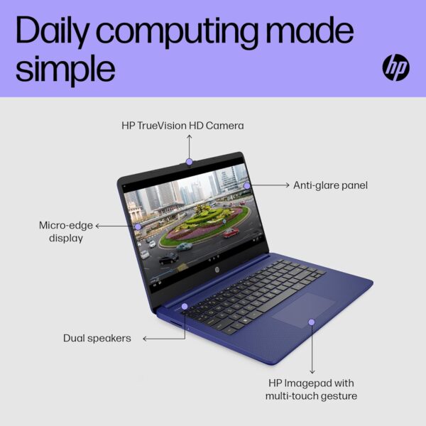 HP Laptop PC 14s-dq0033sa | Intel Celeron N4120 Processor | 4GB RAM | 128GB SSD | 14 inch HD 16:9 display | Windows 11 Home in S Mode | Indigo Blue | Microsoft 365 Personal 12 months included - Image 5