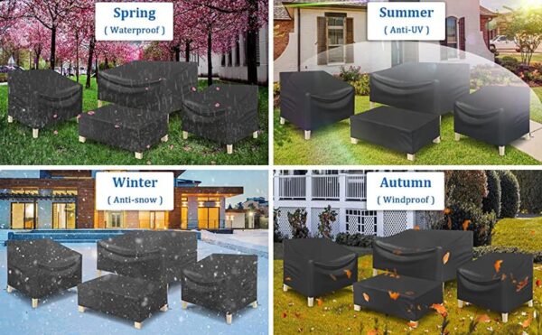 Patio Furniture Cover 4-Piece,Outdoor Garden Furniture Covers ,Upgraded 420D Heavy Duty Oxford Fabric Garden Table Cover with Air Vent Windproof Patio Furniture Set Covers with 2 Windproof Buckles - Image 6