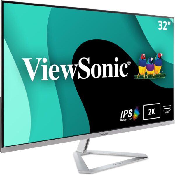 ViewSonic VX3276-2K-MHD 32 Inch IPS WQHD Monitor with 99% sRGB, 2x HDMI, DisplayPort, Mini DisplayPort, Eye Care for Work and Entertainment at Home, Silver/Black - Image 2