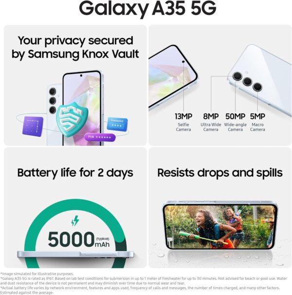 Samsung Galaxy A35 5G, Factory Unlocked Android Smartphone, 128GB, 6GB RAM, 2 day battery life, 50MP Camera, Awesome Iceblue, 3 Year Manufacturer Extended Warranty (UK Version) - Image 5