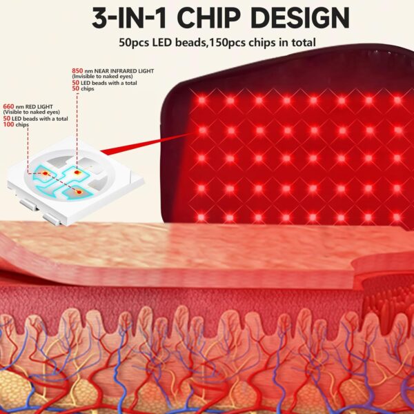 Hottoerak Red Light Gloves, 3 in 1 Chip Hand Red LED Light, 660nm Red Light and 850nm Infrared Light Gloves with Timer for Fingers, Wrists - Image 3