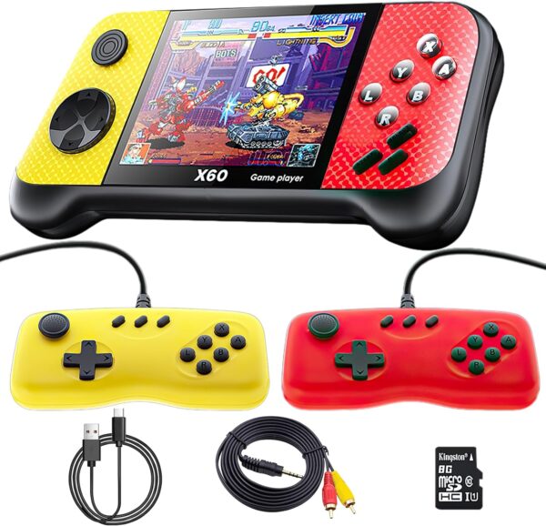 Handheld Games Consoles, Retro Games Console Built-In 4849 Classic Games, 3.5 Inch Lcd Screen, Psp Console with 2 Gamepads, Handheld Console Support Tv Out & Two Players (Yellow) - Image 2