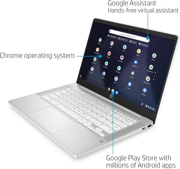 HP Chromebook 14" | Intel Celeron N4120 Processor | 4 GB RAM | 64 GB eMMC | Intel UHD Graphics 600 | HD 16:9 Display | Up to 14hrs battery | Chrome OS |Dual Speakers| Ceramic White | 14a-na0001sa - Image 4