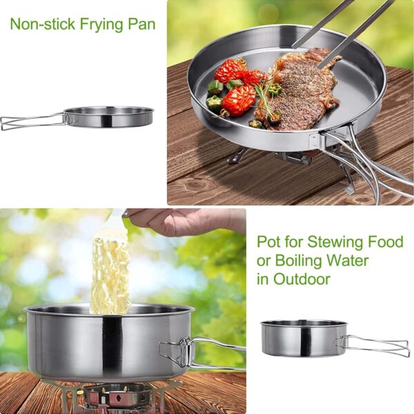 TourKing 4Pcs Camping Cookware, Ration Packs Camping Essentials,2-3 People Multifunctional Portable Stainless Steel Camping Cooking Set for Outdoor Camping Hiking Picnic - Image 5