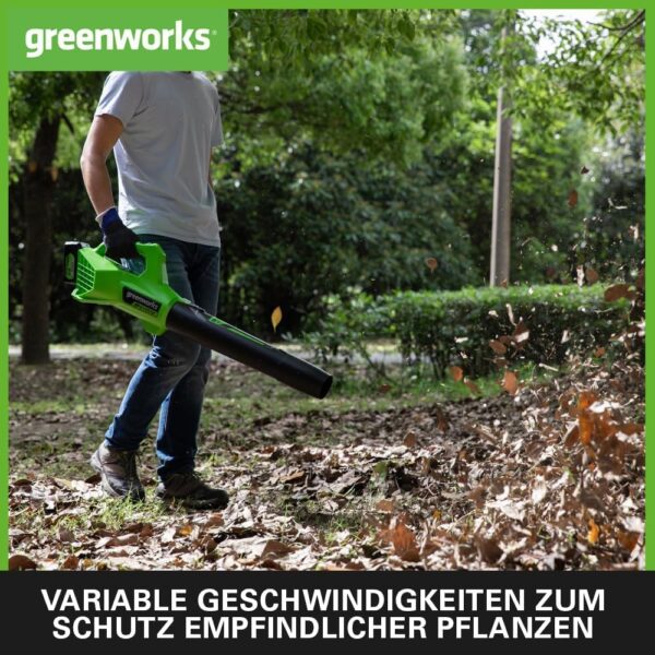 Greenworks G24ABIIK2 Cordless Axial Leaf Blower, 145km/h, 9.08m³/min 24V Battery & Charger, 3 Year Guarantee - Image 6