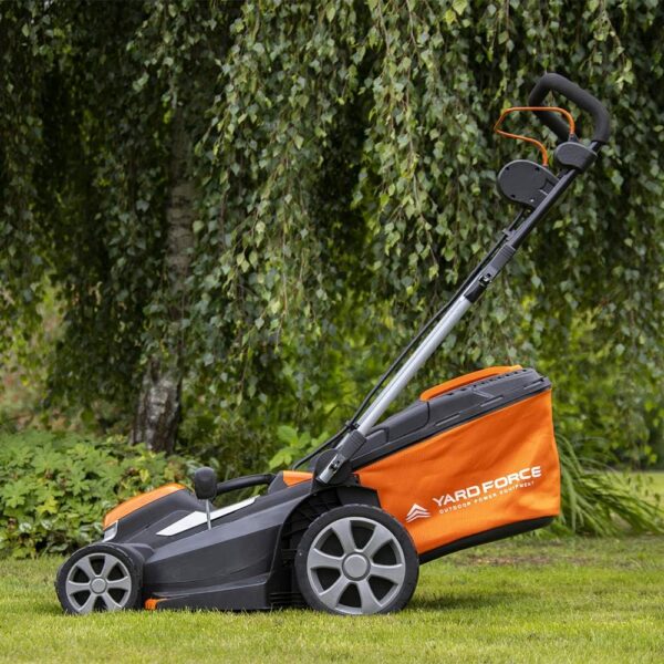 Yard Force GR40 Range 40V 34cm Cutting Width Cordless Lawnmower with Lithium Ion Battery & Quick Charger, Rear Roller, 35L Grass Bag - LM G34A - Lawn Mower, Orange - Image 6