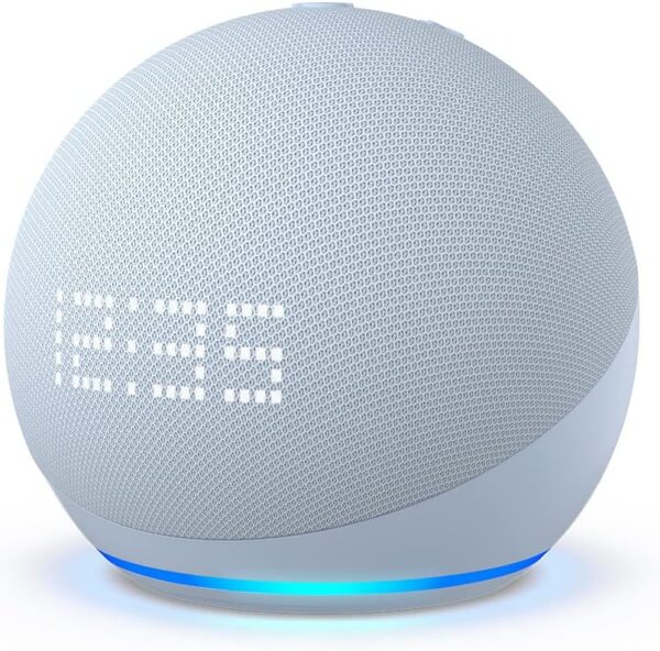 Echo Dot with clock (5th generation, 2022 release) | Bigger vibrant sound Wi-Fi and Bluetooth smart speaker and Alexa | Cloud Blue - Image 3