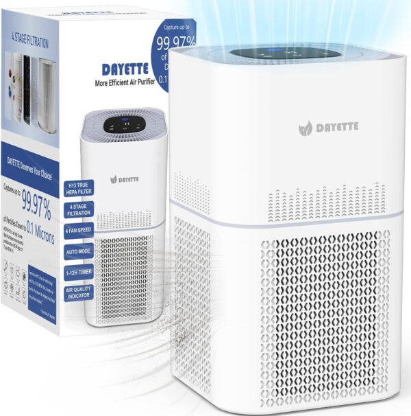 Dayette HEPA Air Purifiers for Home Large Room Up to 120m², Air Purifiers for Bedroom with Air Quality Sensor, H13 True HEPA Filter Remove 99.97% of Dust, Allergies, Odor, Pets Dander, Smoke, Pollen - Image 2