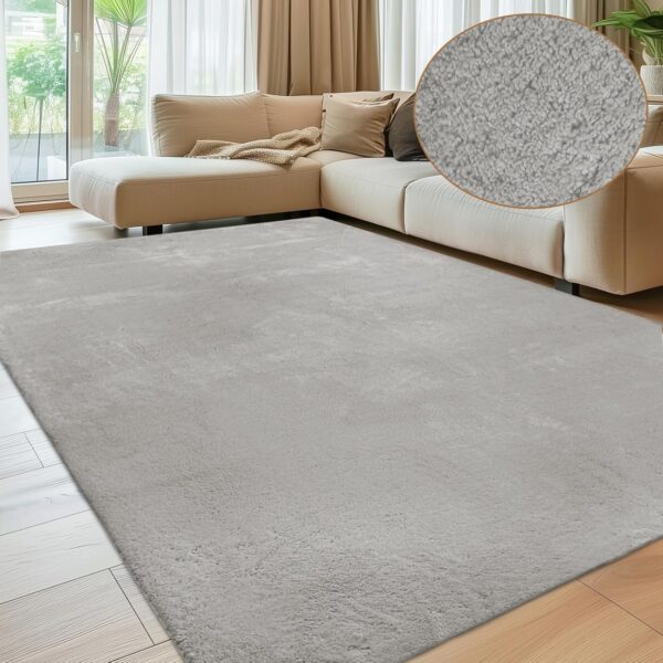 Sour Lemon Carpet Rugs Living Room Large 200x290, Grey Rug for Bedroom Washable Area Rugs Anti Slip Fluffy Rug Shaggy Cream Rug Carpets Extra Large Rugs for Living Room Kids Room - Image 2