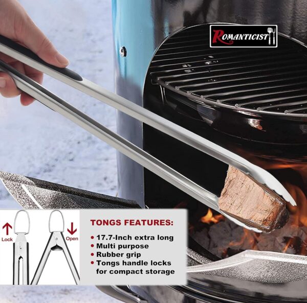 ROMANTICIST 3PCS Superior Solid BBQ Tools Set - Stainless Steel Barbecue Accessories Set for Men Women - Best Barbecue Set for Outdoor Barbecue for Men Dad Women - Image 6