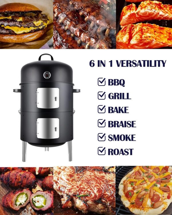 SUNLIFER Charcoal BBQ Grill, Heavy Duty 3-in-1 Barbecue Smoker Grill for Garden Camping Outdoor Cooking and Grilling 89x56x43CM - Image 9