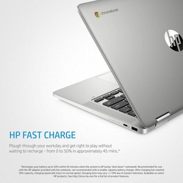 HP Chromebook x360 14"| Intel Pentium Silver N5030 Processor | 4 GB RAM | 128 GB eMMC | Intel UHD Graphics 605 | HD Touchscreen | Up to 13hrs battery | Chrome OS | Mineral Silver | 14a-ca0010sa - Image 7