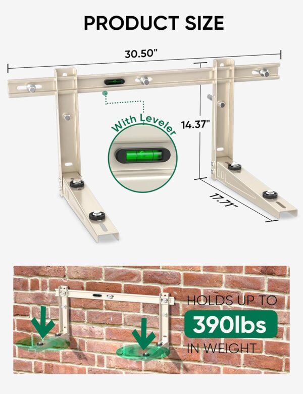 Plusluck Mini Split Wall Mounting Bracket for 7000-12000 BTU Mini Split Air Conditioner with Leveler Universal Ductless AC and Heat Pump Systems Outdoor - Image 3