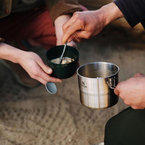 Stanley Adventure Stainless Steel Camping Cooking Set for Two 1.0L / 1.1 QT with Bowls and Sporks - 6 Piece Camp Cook Set - Stainless Steel Pot with Lid - Cookware for Backpacking and Camping - Image 5