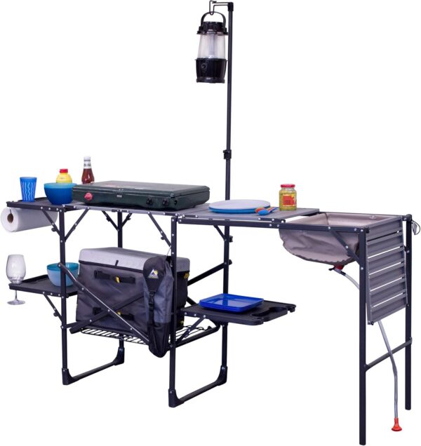 GCI OUTDOOR Master Cook Station | Portable Folding Kitchen Table with Soft Shell Sink, Heat Resistant Tabletop & Telescoping Lanter Pole, Perfect for Camping Trips - Image 5