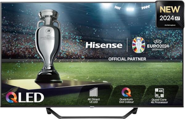 Hisense 55 Inch 4K QLED Smart TV 55A7NQTUK - Quantum Dot Colour, 4K AI Processor, Dolby Vision Atmos, Smooth Motion, Sports Mode, Vidaa OS with Freely, Youtube, Netflix and Disney+ (2024 Model) - Image 2