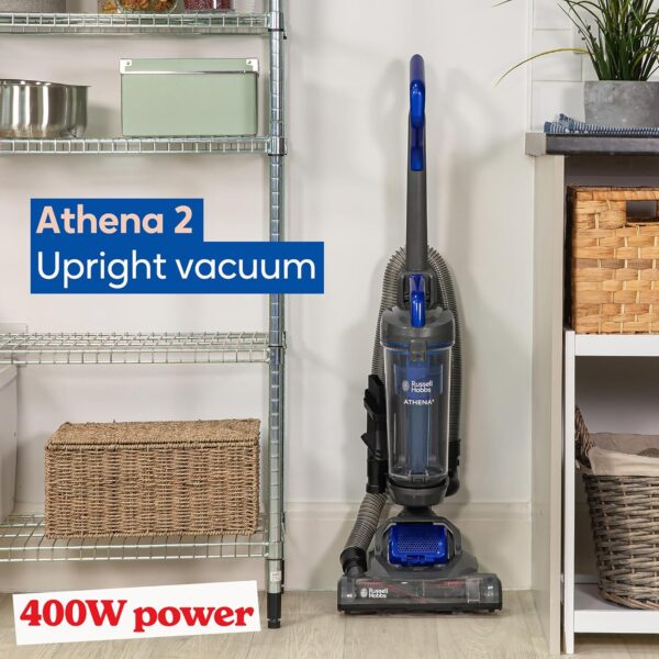 Russell Hobbs Upright Vacuum Cleaner ATHENA2 2 Litre Grey & Blue with 3 in 1 Multi-Tool, Triple Dust Lock 400W High Efficiency Motor, Swivel Floorhead, 2 Year Guarantee RHUV5101 - Image 3