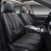 Coverado Car Seat Covers Full Set for 5 Seats, Breathable Leather&Fabric Auto Seat Protectors, Removable Universal Car Seat Cushion Padded for Most Sedan SUV Pick-up Van, Airbag Compatible, Black - Image 2
