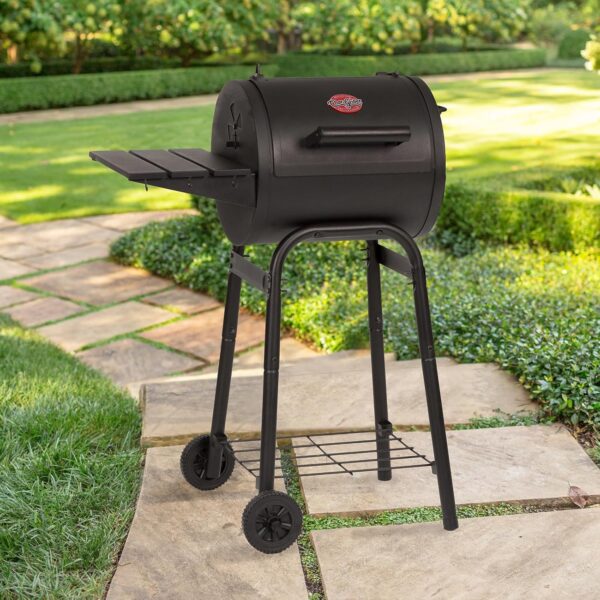 Char-Griller® Patio Pro Charcoal Grill and Smoker with Cast Iron Grates, Premium Metal Shelf and Damper Control, 250 Cooking Square Inches in Black, Model 1616 - Image 9