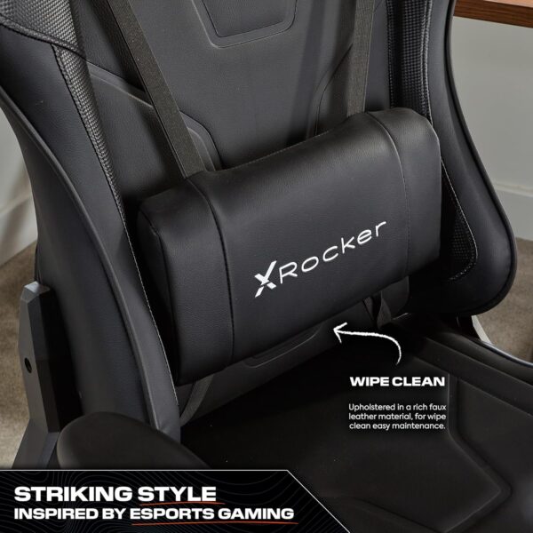 X-Rocker Agility Gaming Chair, High Back Ergonomic Racing Computer Chair with Adjustable Lumbar Support and Headrest, 3D Armrests, Adjustable Height and Swivel Chair Base Office Chair - BLACK - Image 5