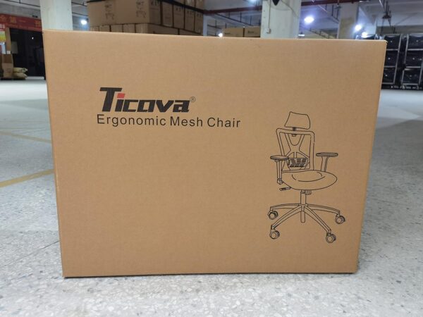 Ticova Ergonomic Office Chair - High Back Desk Chair with Adjustable Lumbar Support, Headrest & 3D Metal Armrest - 130° Rocking Mesh Computer Chair - Image 9