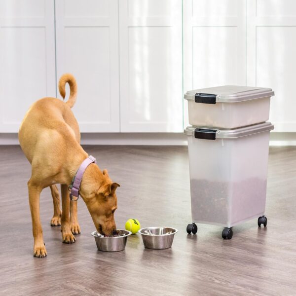 IRIS USA 30 lbs & 11 lbs Combo Airtight Dog Food Storage Container, Stackable Treat Box, 2-Cup Scoop, Wheels, Keep Fresh, Easy Mobility, Chrome - Image 11