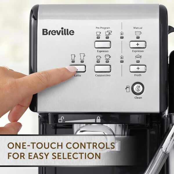 Breville One-Touch CoffeeHouse Coffee Machine | Espresso, Cappuccino & Latte Maker | 19 Bar Italian Pump | Automatic Milk Frother | ESE Pod Compatible | Black [VCF107] - Image 3