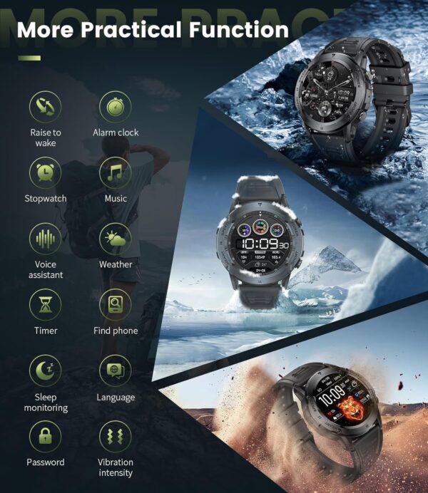 SIEMORL Smart Watch for Men with Answer/Make Calls,1.39“ HD Touch Screen Fitness Watch with Sleep Heart Rate Monitor,100 sport Modes,IP68 Waterproof Activity Tracker Smart Watch for Android IOS - Image 4