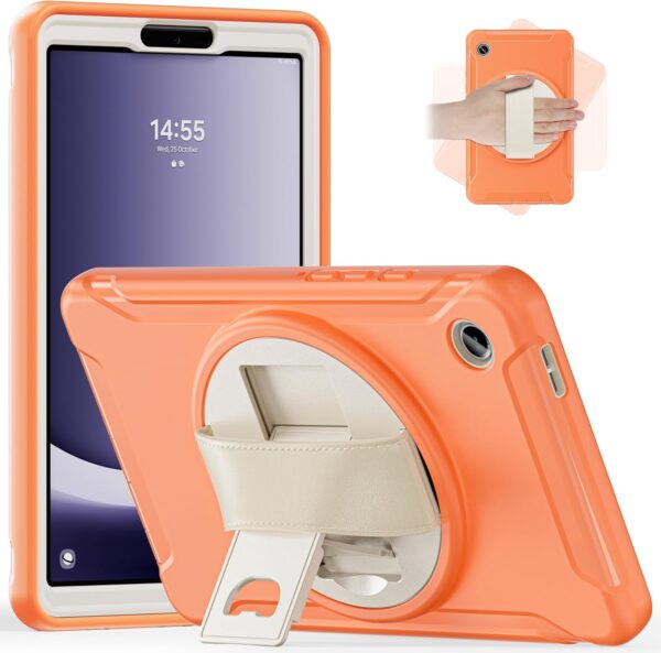 Junfire Case for Samsung Galaxy Tab A9 8.7 Inch 2023 SM-X110/X115/X117, Shockproof Kids Protective Case with Rotating Kickstand Hand Strap for Samsung A9 Tablet Case-Coral - Image 2