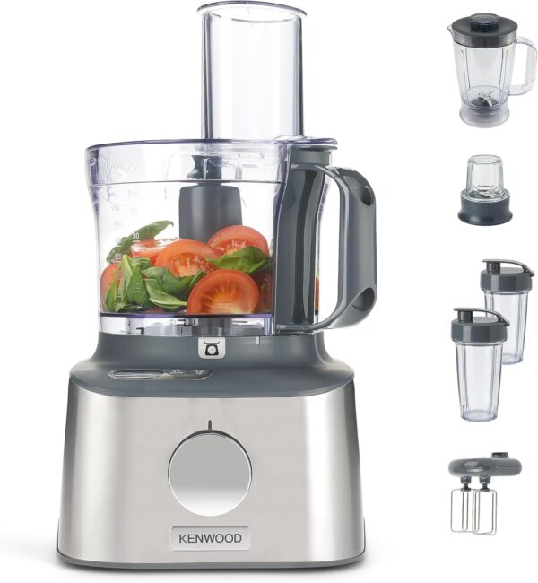 Kenwood Multipro Compact+ FDM312 SS, 5-in-1 Compact Food Processor, Stainless Steel, 2.1 L Capacity, digital weighing scale, Jug Blender, Spicemill, 2x Smoothie Blender, 800 W - Image 2