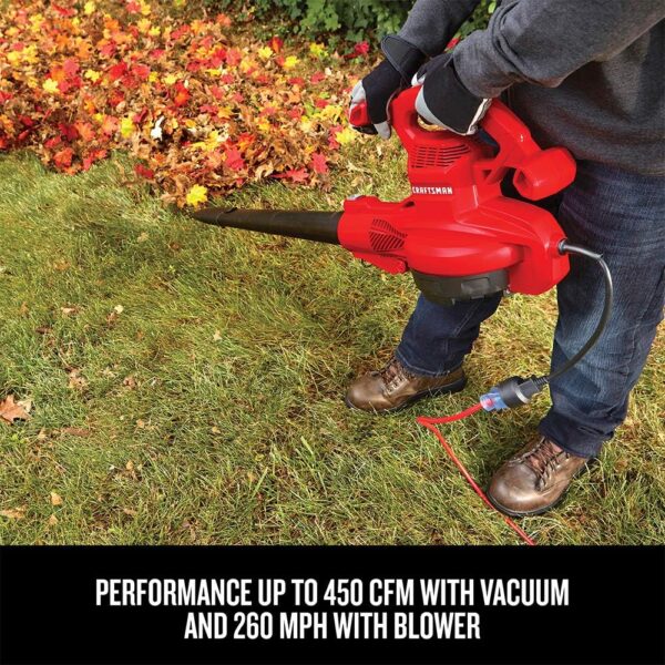 CRAFTSMAN 3-in-1 Leaf Blower, Leaf Vacuum and Mulcher, Up to 260 MPH, 12 Amp, Corded Electric (CMEBL7000) - Image 6