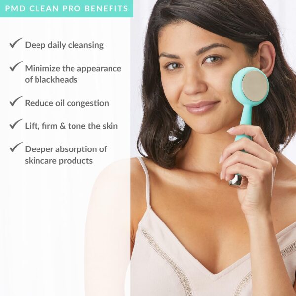 PMD Clean Pro - Smart Facial Cleansing Device with Silicone Brush & ActiveWarmth Anti-Aging Massager - Waterproof - SonicGlow Vibration Technology - Clear Pores & Blackheads - Lift, Firm, & Tone Skin - Image 3