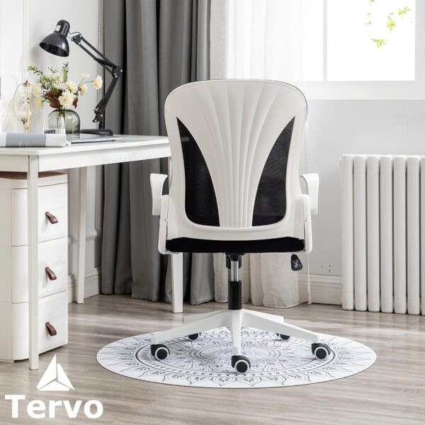 Tervo Model S | Folding Office Chair for Small Spaces | Gaming Chair for Adults & Kids | Ergonomic Mesh Computer Chair for Bedroom | Desk Chair for Home Work | (White & Black) - Image 3