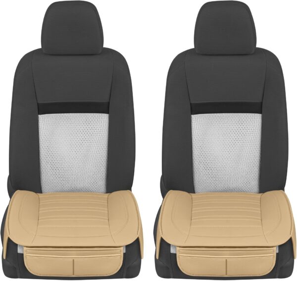 Motor Trend Seat Covers for Cars Trucks SUV, Faux Leather Beige Padded Seat Covers with Storage Pockets, Premium Interior Car Seat Cover, 2 x Front Seat Covers - Image 8