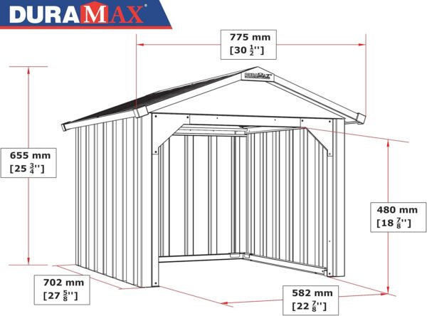 Duramax Robotic Lawn Mower Metal Garage, Closed Back, Protects Lawn Mowers & Battery Charging Stations, Made of Hot-Dipped Galvanized Steel, Weatherproof & UV-Protected Robot Lawnmower Carport - Image 4