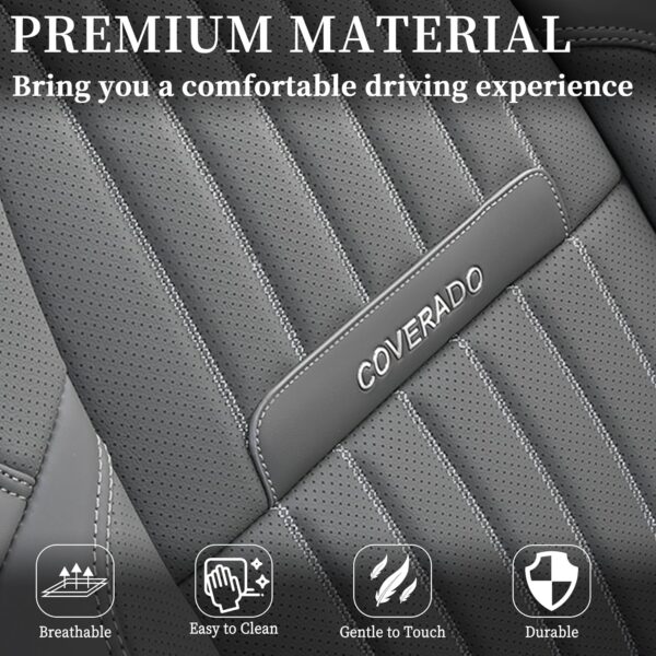 Coverado Car Seat Covers Universal Full Set Car Seat Protector Fit for Most VANS Trucks, Nappa Leather Car Seat Accessories, Waterproof Car Seat Cushion Fit for Most Cars - Image 8