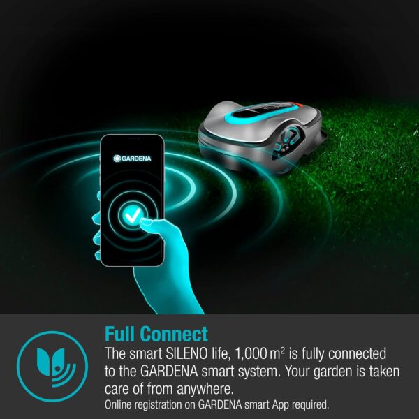 Gardena smart SILENO life 1000 m² robot lawnmower set: Innovative LONA AI technology, controlled via app, SensorControl, for slopes up to 35 per cent, incl. smart gateway, UK version (19702-68) - Image 4