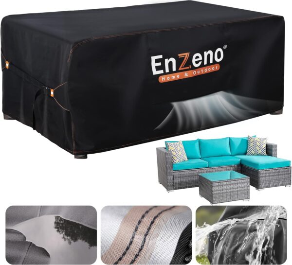 Enzeno Outdoor Garden Furniture Covers Waterproof with Air Vent, 180*120cm, Patio Furniture Cover for outside Rectangle/Rectangular Table and Chair Set, rattan furniture set,Heavy Duty Oxford Fabric - Image 2