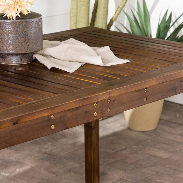 Walker Edison Acacia Patio Dining Table, Dark Brown - Image 8