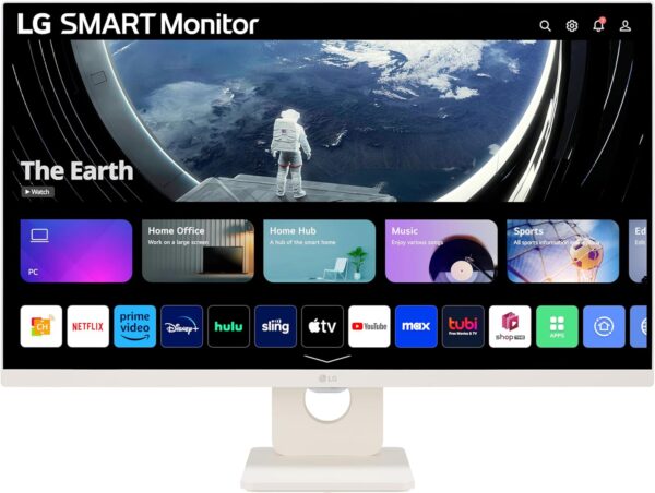 LG MyView Smart Monitor 27SR50F, 27 Inch, Full HD 1080P IPS Panel, Built in Speakers, Wifi & Bluetooth Connectivity, Virtually Borderless, webOS Smart TV Apps with Remote Control, White - Image 2